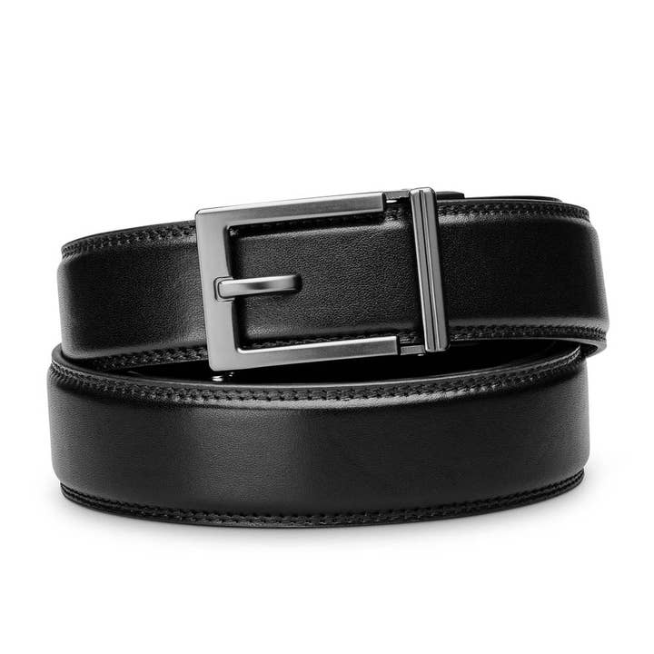 Kore Essentials – wholesale Belt – Men's – Express Gunmetal Buckle & Black Full Grain Leather Belt
