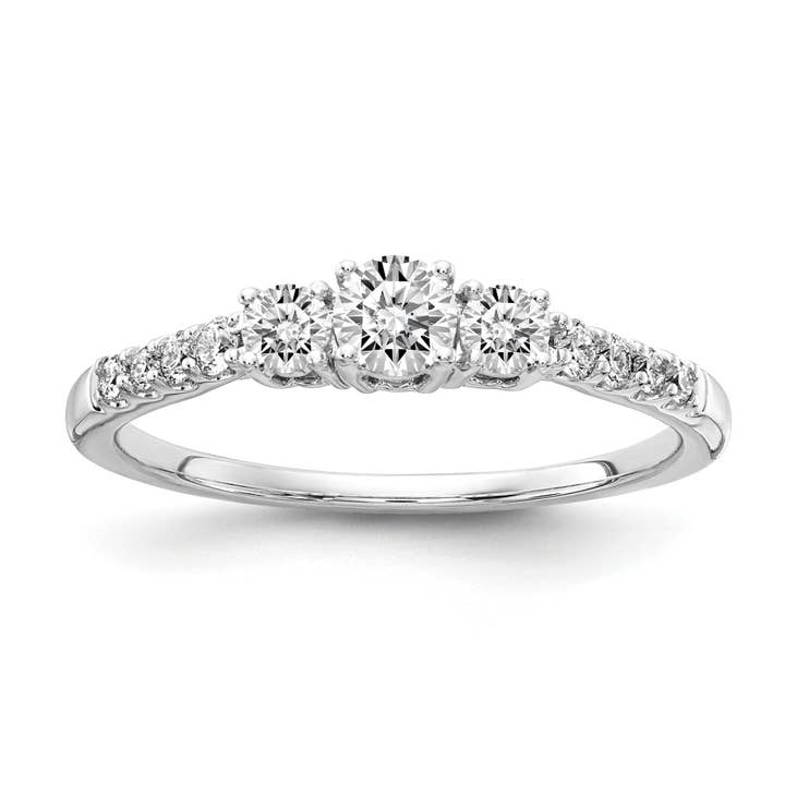 14k Gold Lab Grown Diamond 3-Stone Engagement Ring for wholesale by Fine Diamond