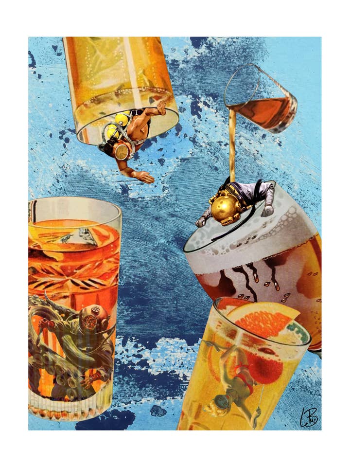 Stampa artistica Retro Dive Bar di Matthew Clark per la vendita all'ingrosso da parte di Lilbuddesigns