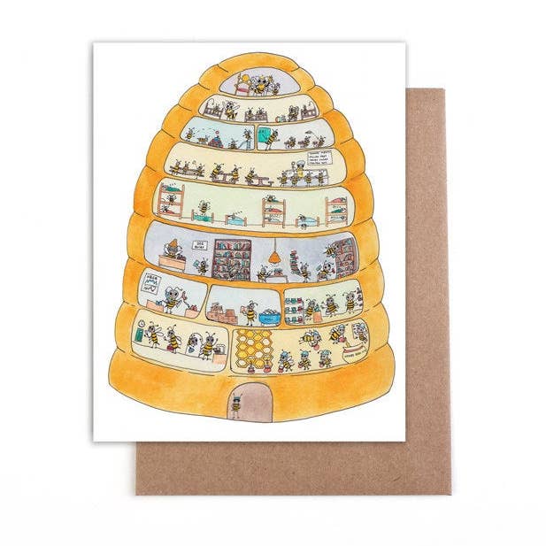 Beehive card for wholesale by Jodi Lynn's Emporium of Doodles