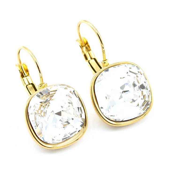 Basics Earring 02 - Elegant Stainless Steel Rhinestone Drop Earring for wholesale by Sergio Engel jewellery