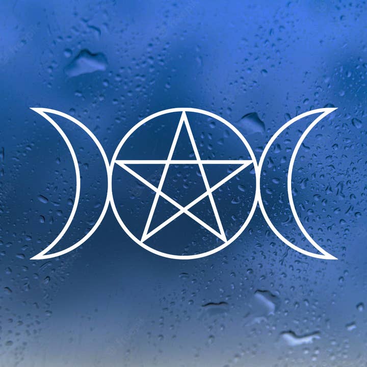 Triple Moon Goddess Symbol V2 - Wicca Pentacle - Sticker for wholesale by Minglewood Trading