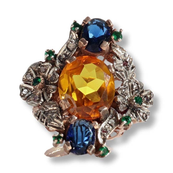 Ancient Reproduction Ring in 925 Silver and 9 Kt Gold for wholesale by Gold Antique