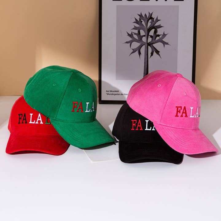 Madeline Love - Wholesale Baseball cap – Women's - FA LA LA Message Embroidered Five Panel Canvas Snapback Baseball Cap11