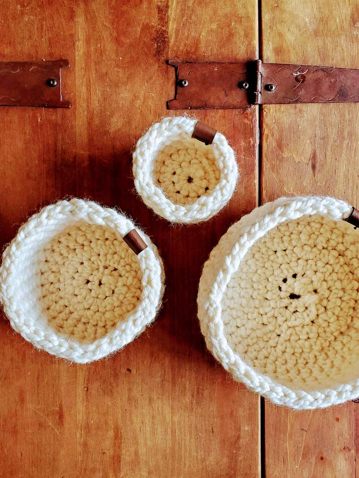 Handmade Crochet Nesting Baskets for wholesale by Sully & Co. Handmade