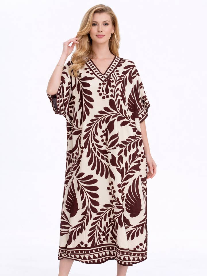 Printed Linen Blend Plus Size Midi Dress for wholesale by Lucy Sparks