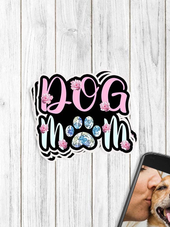 Blomstret hund mor vinyl klistermærke for engroshandel hos PAWZ