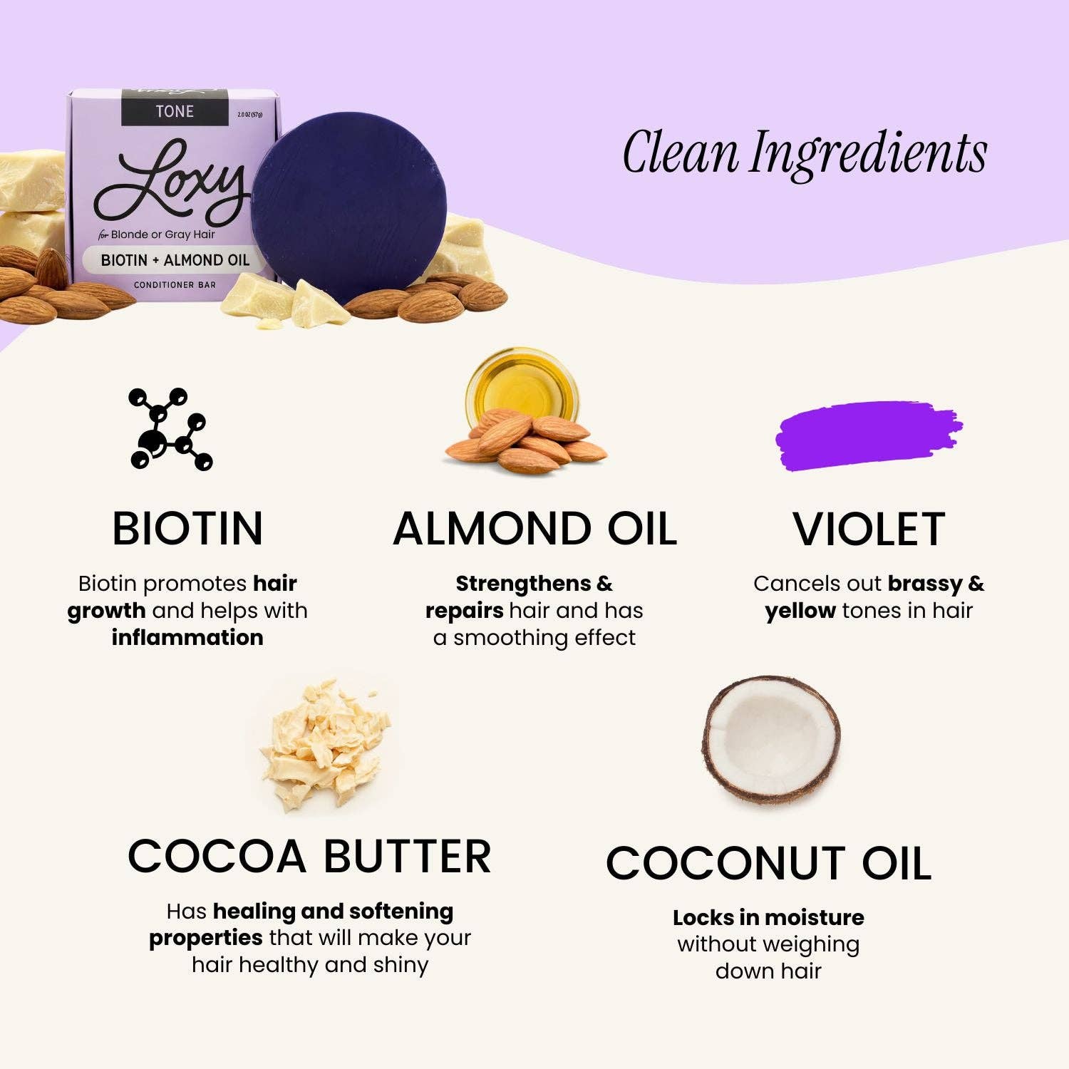 Loxy - Wholesale Hair Conditioner - Tone: Purple Conditioner Bar with Biotin & Almond Oil2