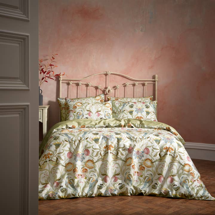 Songbird Traditional Floral Printed Duvet Cover Set Stone for wholesale on Faire