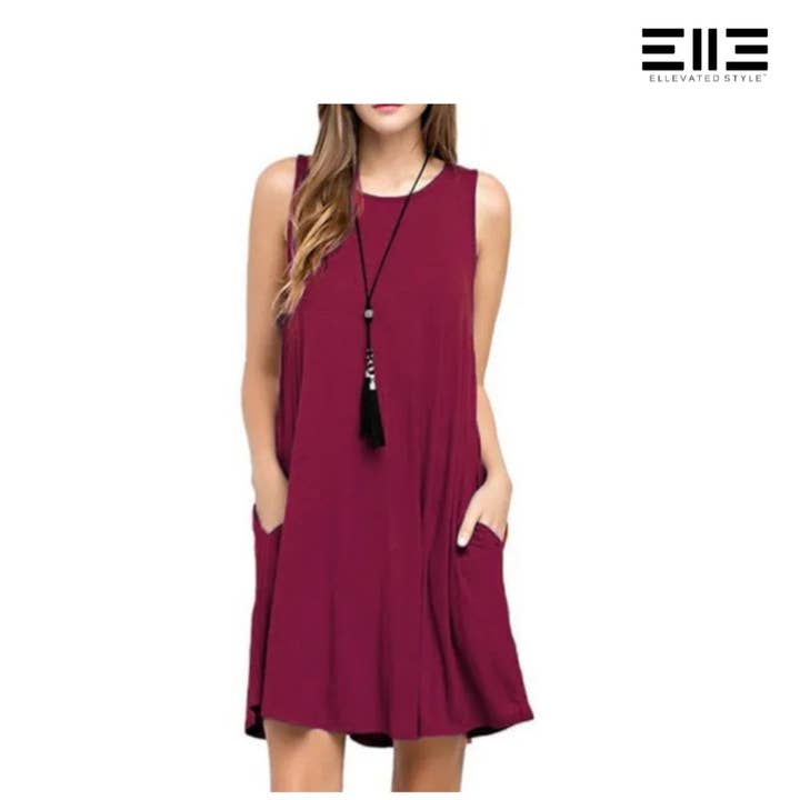 Bamboo Sleeveless Swing Dress w/Pockets for wholesale by Ellevated Style