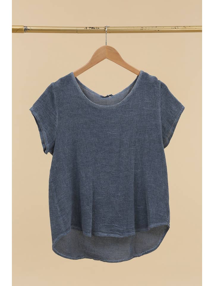 la maison des fibres naturelles - Wholesale T-shirt – women's - cotton-linen blend t-shirt, round neck 3389 10% linen 90% cotton10