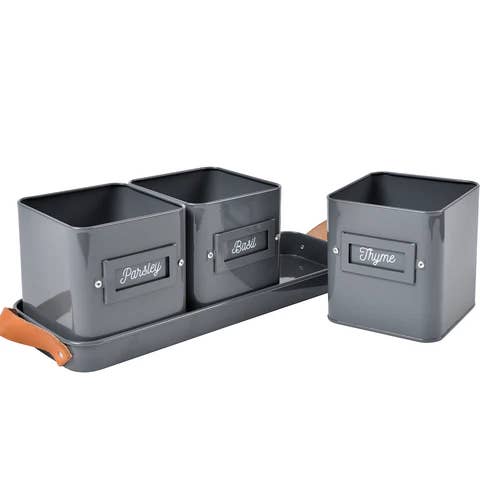 Burgon & Ball - Wholesale Plant Pot - Herb Pots Tray - Charcoal