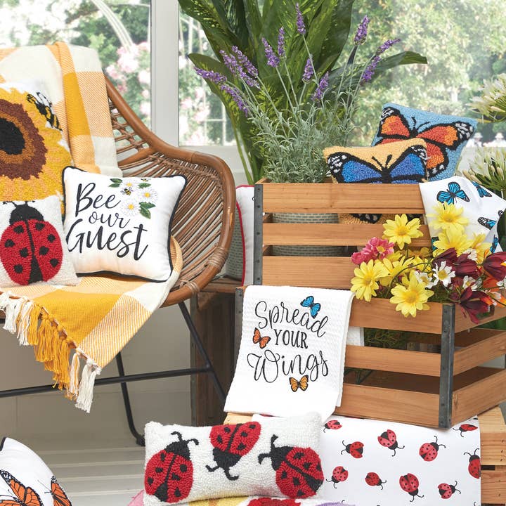 C&F Home - Wholesale Throw/Decorative Pillow - 8" x 8" Monarch Butterfly Hooked Pillow1