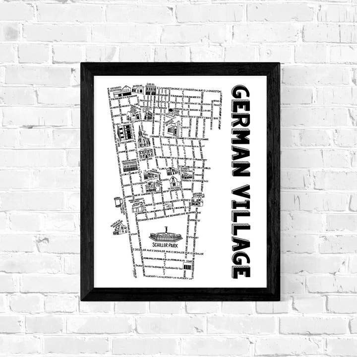 Whereabouts Shop - Wholesale Art Print - German Village Columbus Map Print
