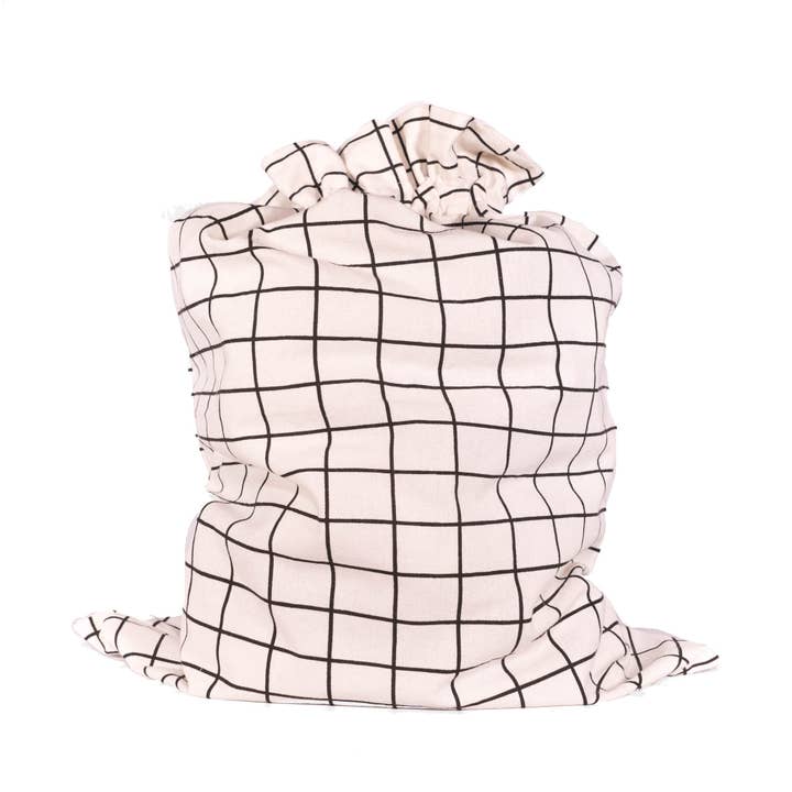 EverWrap - Wholesale Gift Bag - White With Black Grid Pattern Cotton Sleigh Bag 27" Tall2