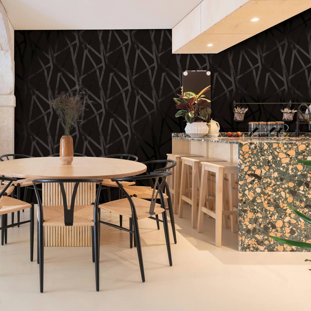 Intersections Black Peel and Stick Wallpaper, 28 sq. ft. for wholesale on Faire3