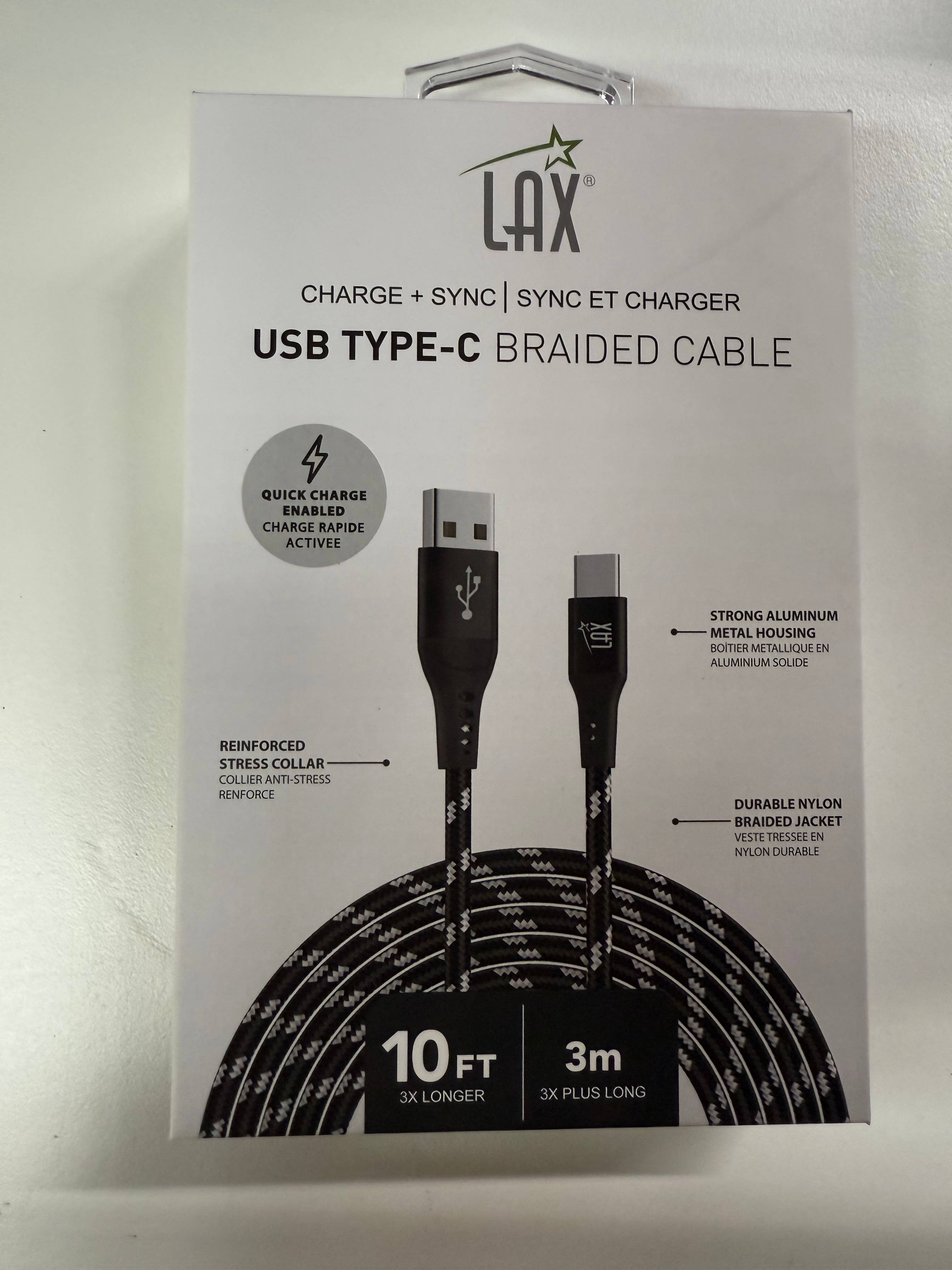 LAX Gadgets - Wholesale Charging Cable - Fast Charging USB-C Cables for Android/iPhone—Retail Pack2