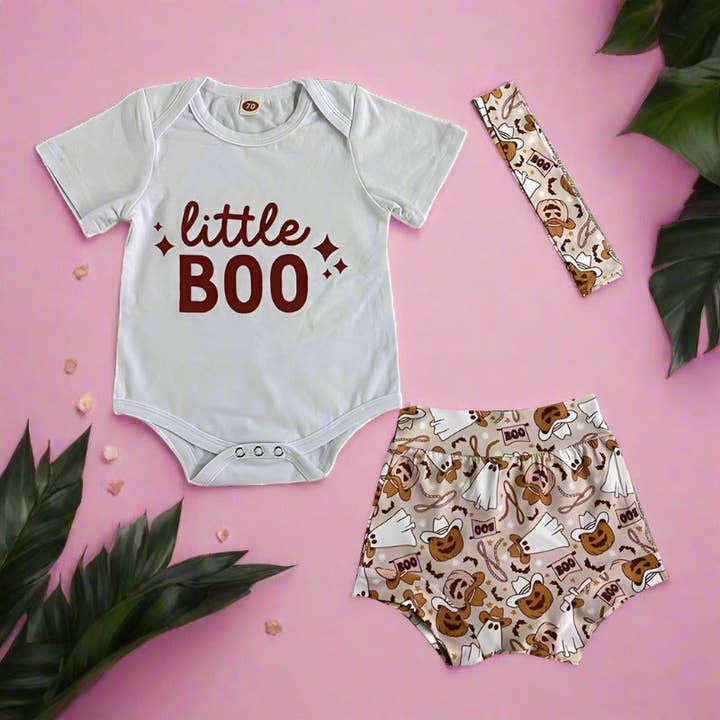 3-delars uppsättning babyflickor tecknade shorts och huvudbonader för wholesale av KiddieKickz