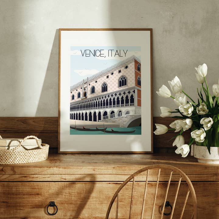 Italy Travel Art Print - Venice Doge's Palace for wholesale by Fox Burrow Designs