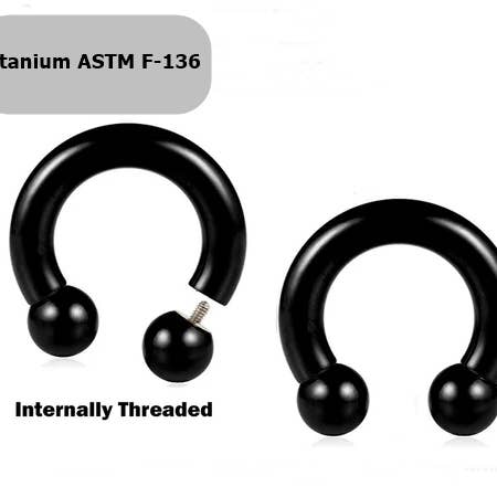 TITANIUM-Hästsko Ring, Nässeptum Ring, PVD Svart Pläterad för wholesale av Bodytrend