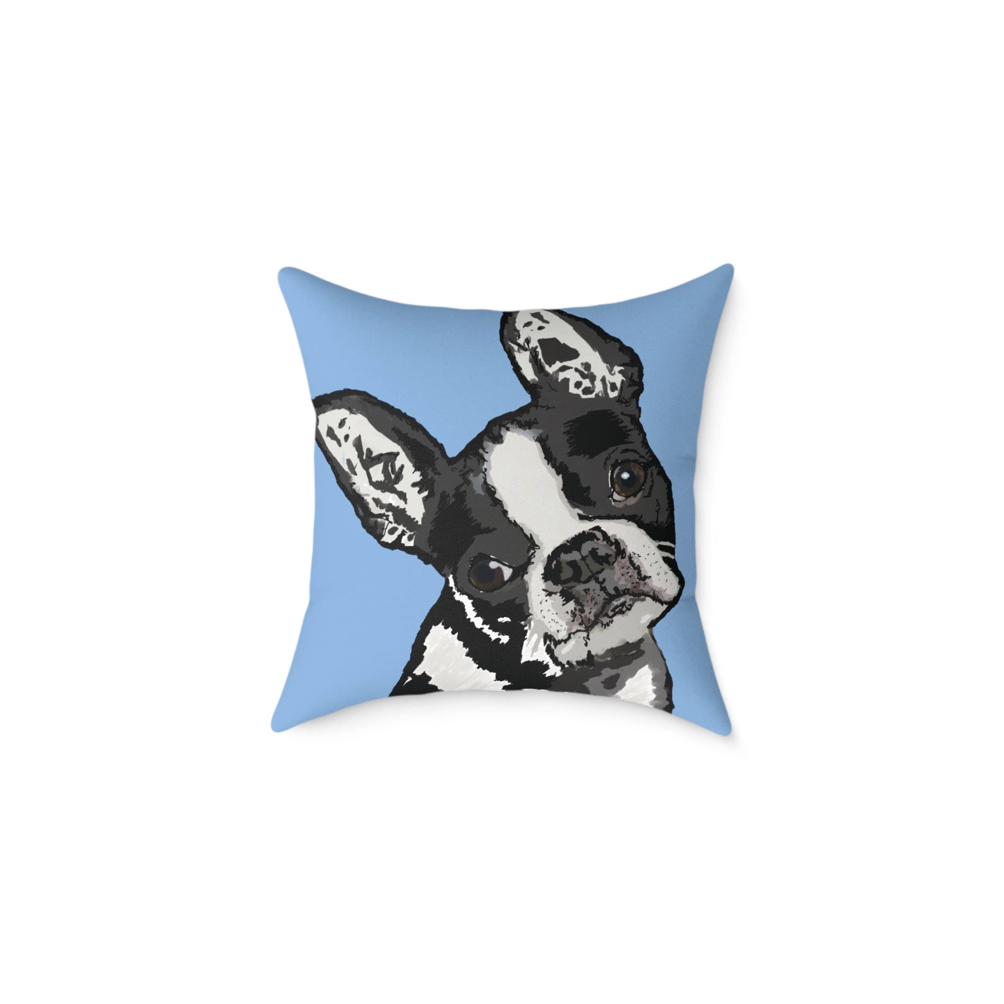 Blue Cava - Wholesale Throw/Decorative Pillow - Boston Terrier Throw Pillow — Cute Dog Portrait4