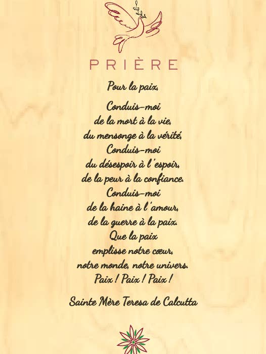 CARTA IN LEGNO PREGHIERA / PER LA PACE per la vendita all'ingrosso da parte di Hironwoods