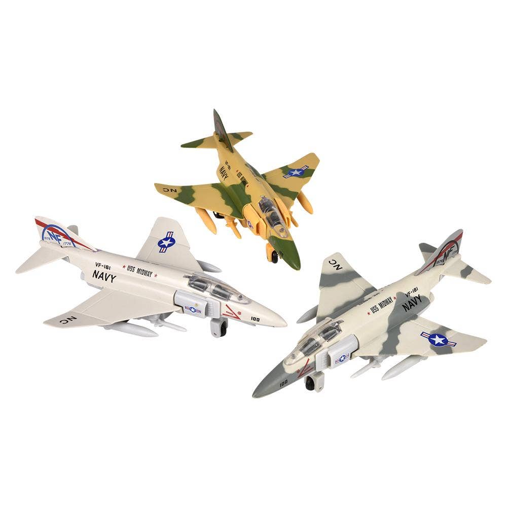 The Toy Network - Wholesale Toy Plane - Kids - 7" Die-Cast Pull Back F-4 Phantom  6pcs/Display1