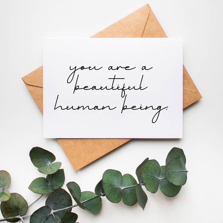 Beautiful Human Being: Thank You, Friendship Greeting Card for wholesale by The Cheeky Press