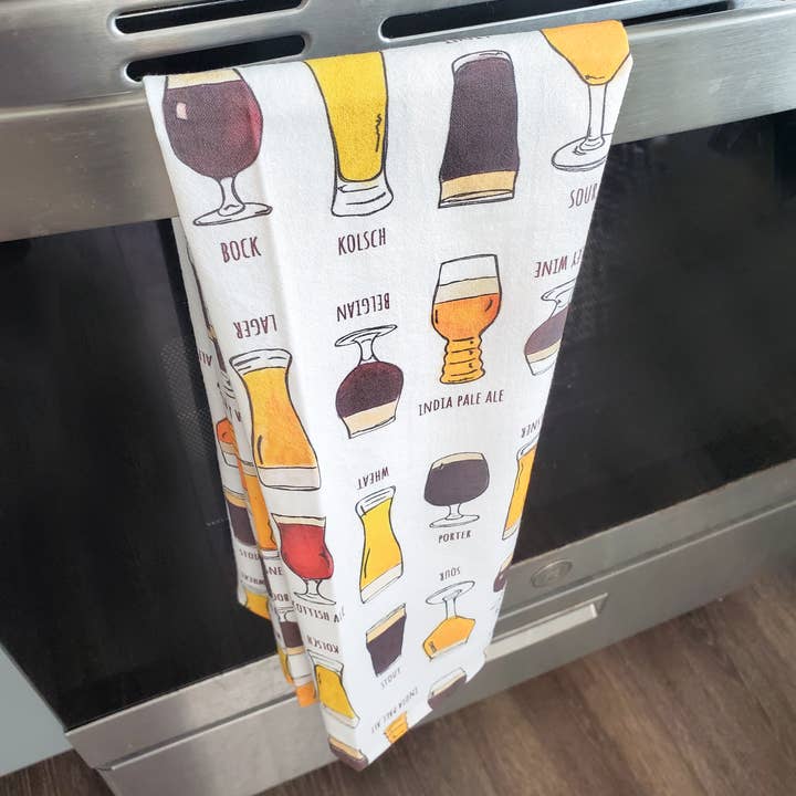 abigail hausman design & illustration - Wholesale Tea Towel - Beer Lover Tea Towel/Flour Sack Towel 19x286