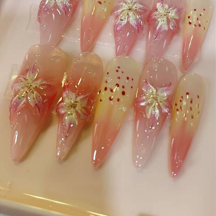 Azurenailshop - Wholesale Press-On/Fake Nails - Azurenailshop Summer 3D Flower Handmade press on 4