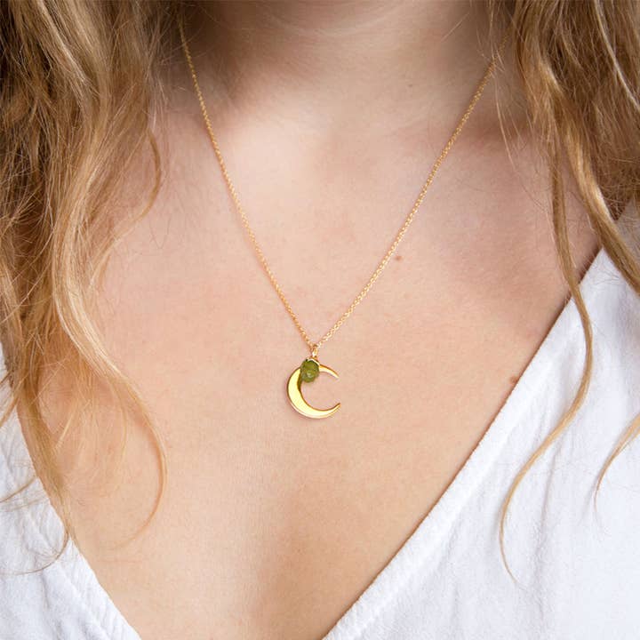 Delezhen - Vente Colliers à pendentif - Collier d'amitié péridot, lion, zodiaque, lune et pierre brute3