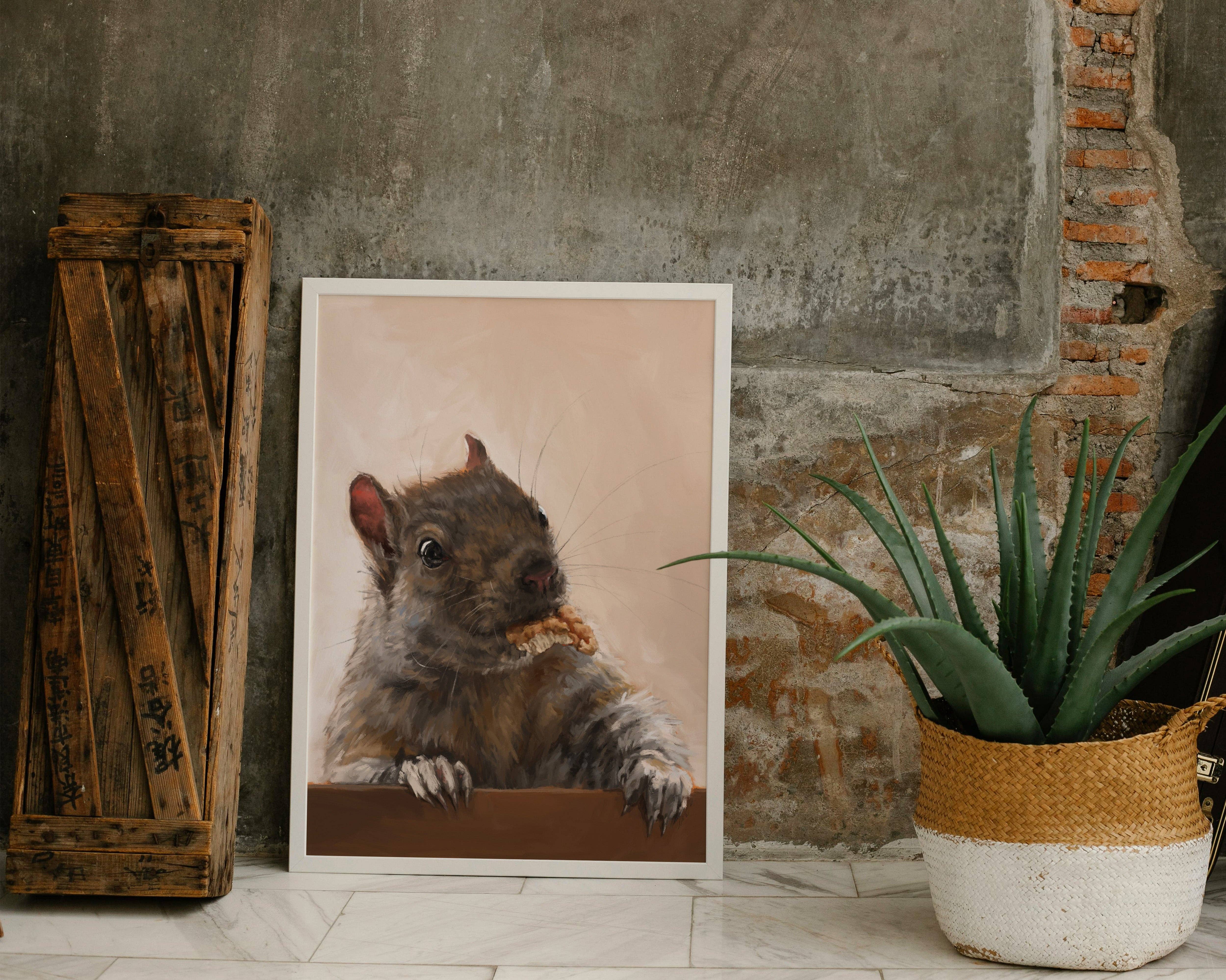 The Ugly Cat Studio - Wholesale Art Print - Grey Squirrel with a Walnut Fine Art Print23