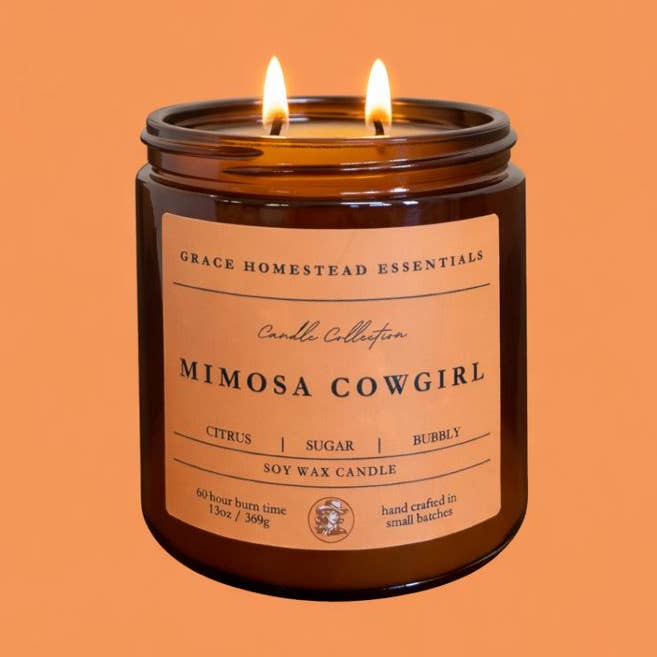 Mimosa Cowgirl Soy Candle - 13 oz for wholesale by Grace Homestead Essentials