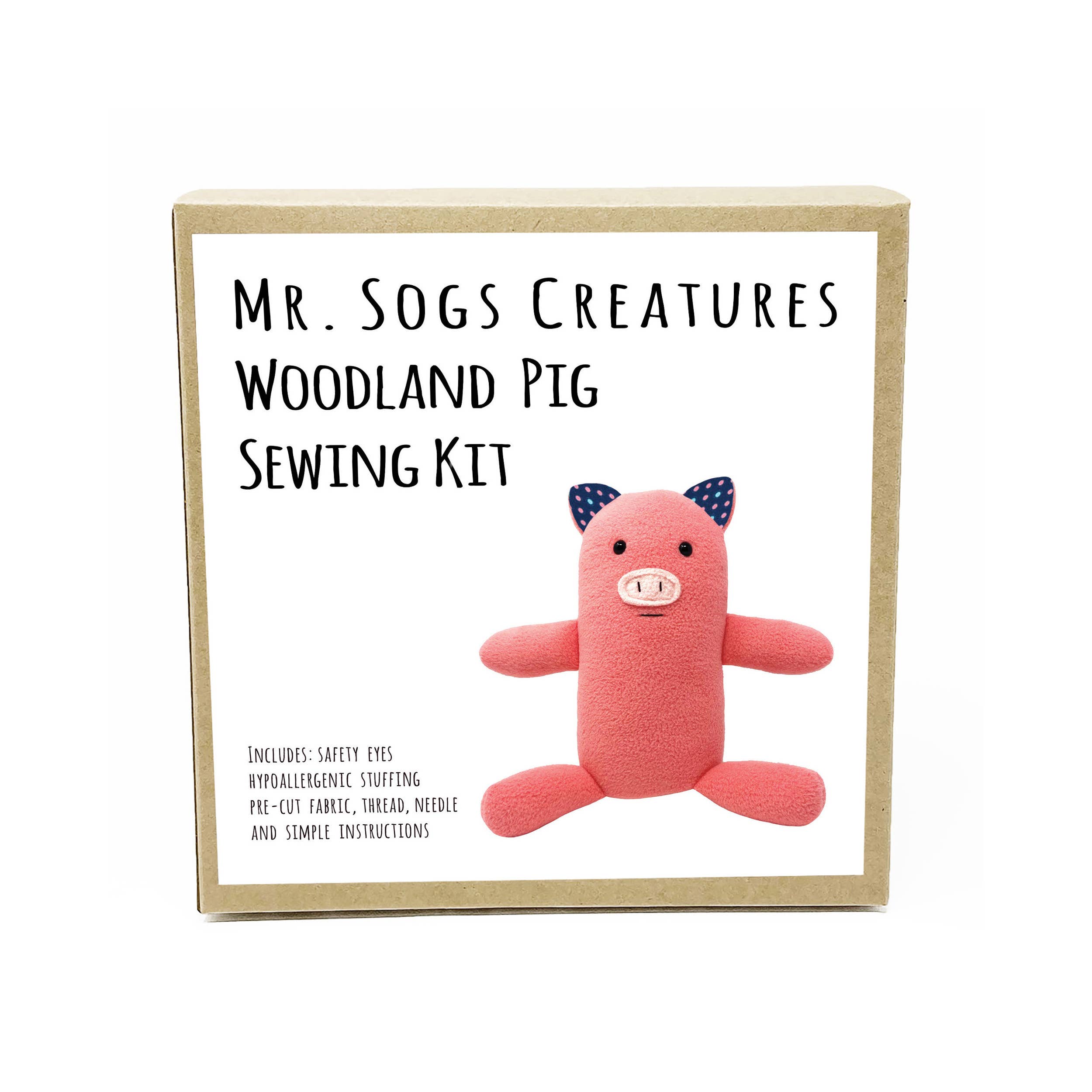 Mr. Sogs - Vendita all'ingrosso Kit per lavoretti fai da te - Bambini - Kit di Cucito Fai-da-te per Peluche Maialino del Bosco