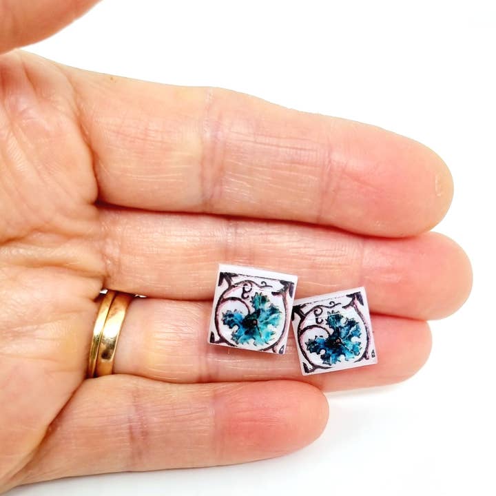 LUSO TILES JEWELRY - Wholesale Gauge/Plug Earrings - Pendientes post cuadrados coloridos29