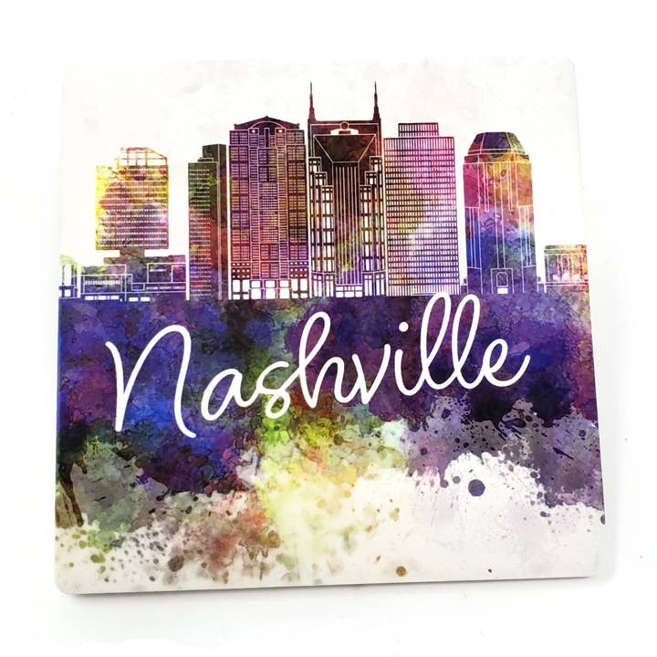 Sandstone "Thirsty Stone" Coaster - Nashville The Music City for wholesale by Candlelit Desserts