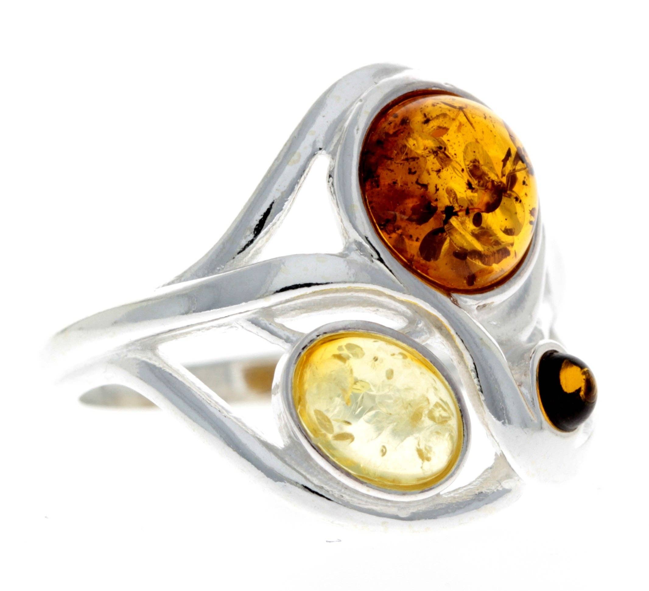 Mix 925 Sterling Silver & Baltic Amber Modern Designer Ring - GL486 for wholesale on Faire4