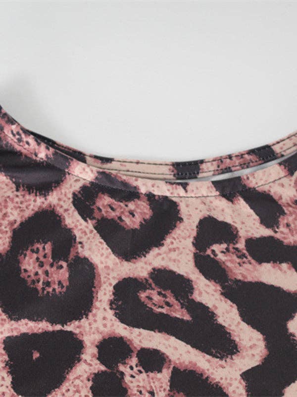 Bodycon Long Sleeves Leopard Printed Round-Neck Maxi Dresses for wholesale on Faire8