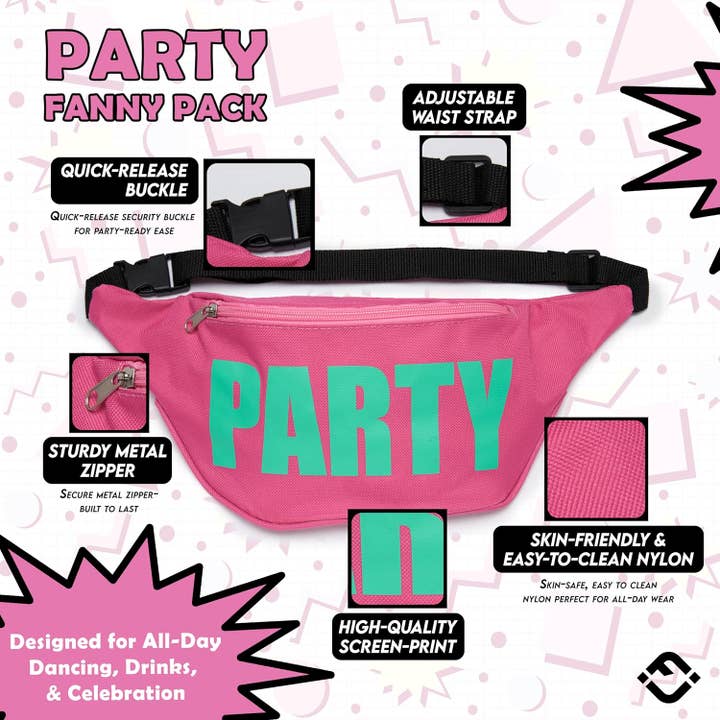 Funky Junque - Wholesale Belt Bag - Women's - 3 Pack: Party Neon Fanny Pack