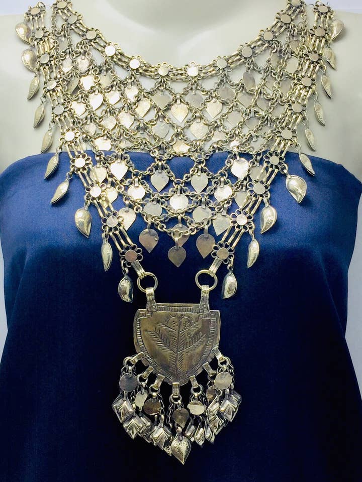 Överdimensionerade Silver Kuchi massiva halsband, zigenare halsband för wholesale av vintarust