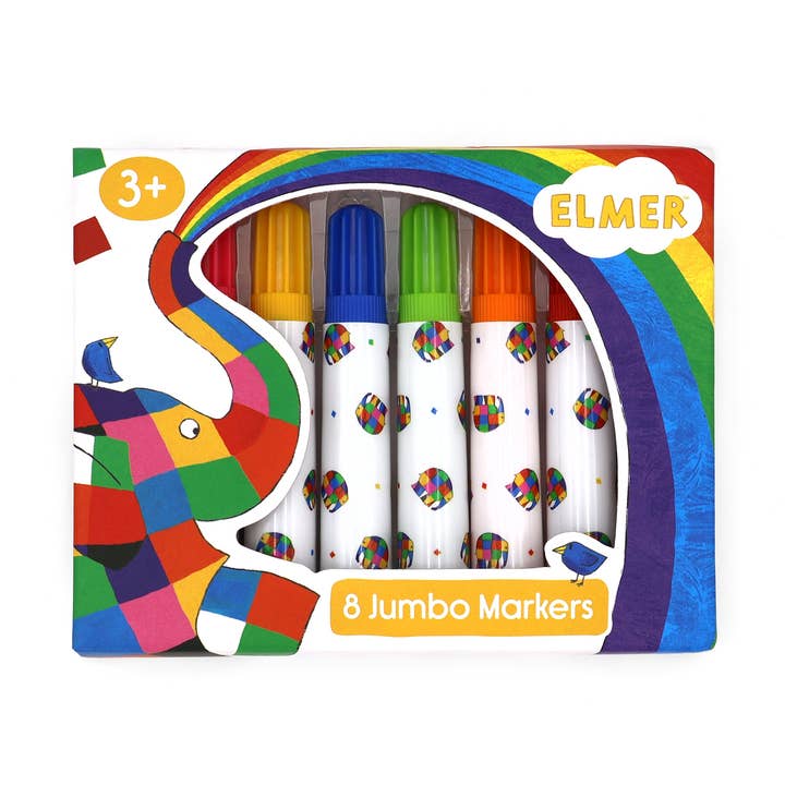 Set di 8 pennarelli jumbo Elmer per bambini per la vendita all'ingrosso da parte di Robert Frederick Ltd