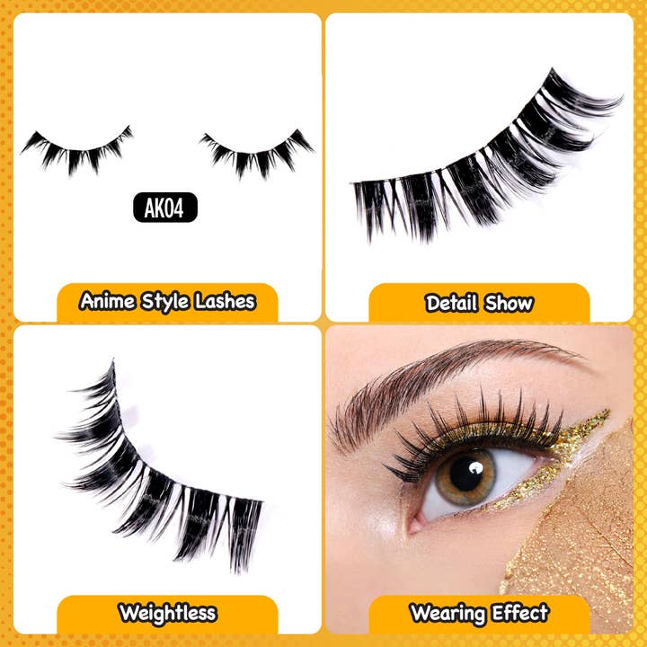 Laflare - Wholesale False/Fake Eyelashes - Kawaii 3D Anime Faux Mink Lash | Manga Lashes | Japanese Style Cosplay Lashes | Spiky 8D Wispy False Eyelashes Full Strip Doll Lashes.8