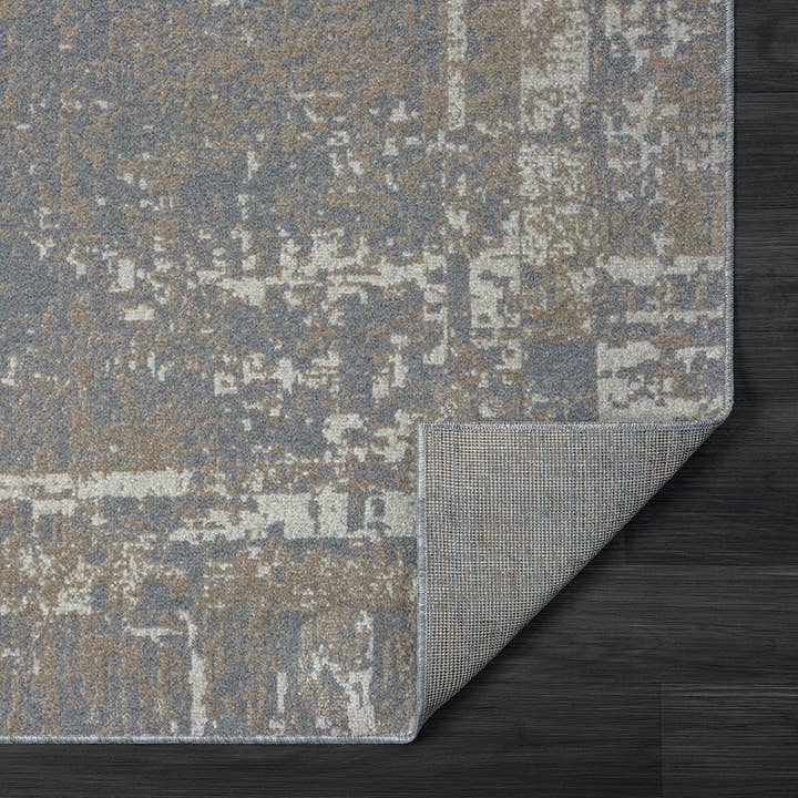 LR Home - Wholesale Area Rug - Lachi Transitional Distressed Border Area Rug, Gray/Ivory