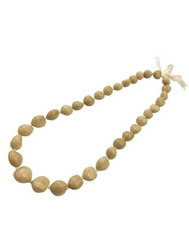 Natural Beige Kukui Nut Necklace for wholesale by DK Hawaii