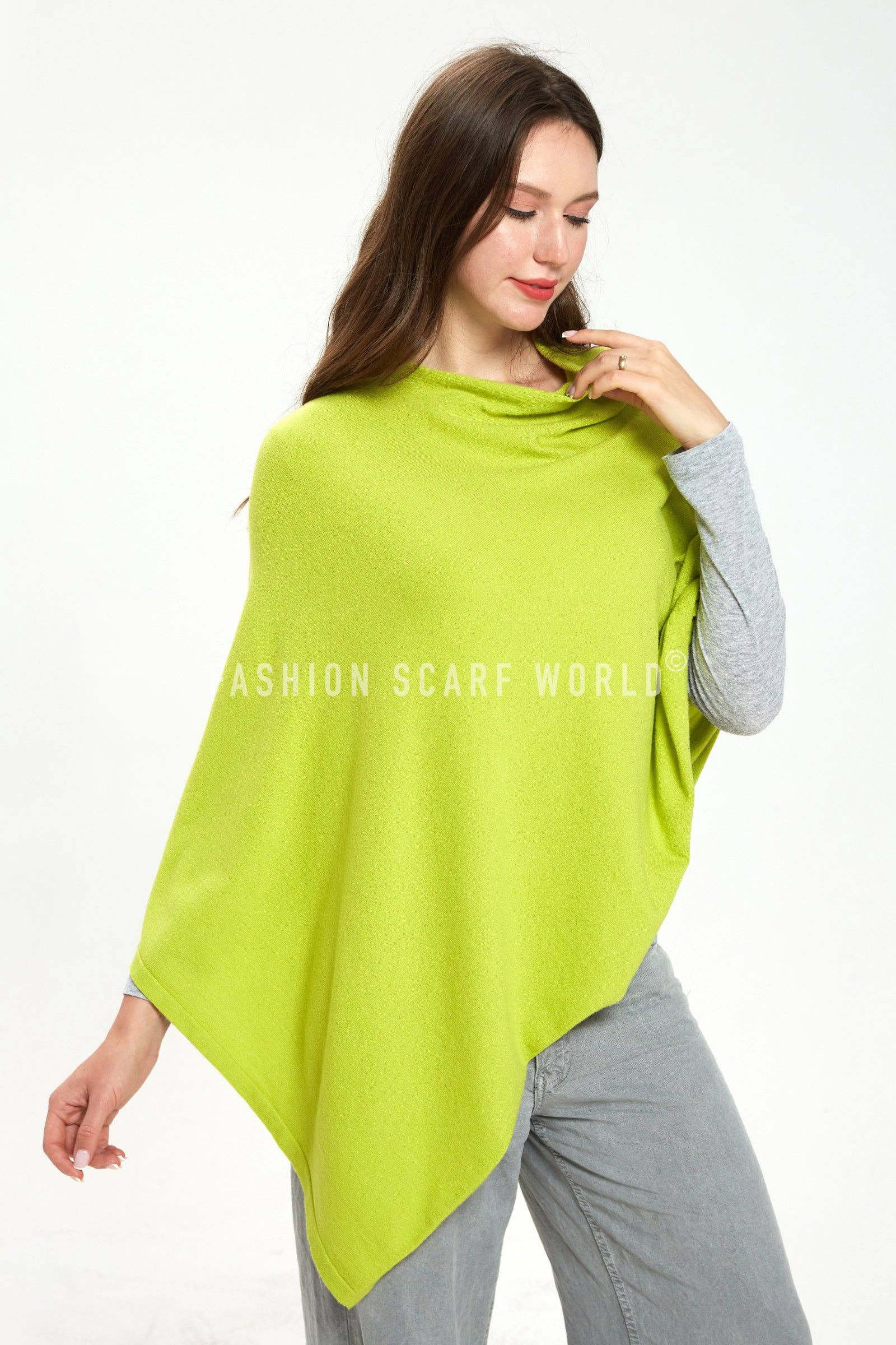Fashion Scarf World - Vente Poncho – femme - Poncho uni en laine confortable12