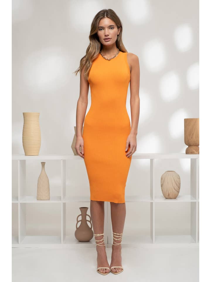 The Workshop Studio – Engroshandel Kjole - Dame – RIBSTRIKKET TANK MIDIKJOLE23