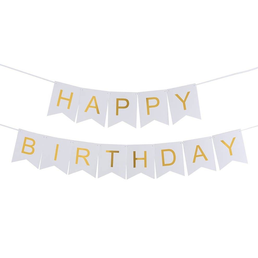 Toyventures - Venta al por mayor Cartel/pancarta para fiestas - Guirnalda de cumpleaños en plateado y rosa dorado para decoración de fiesta11