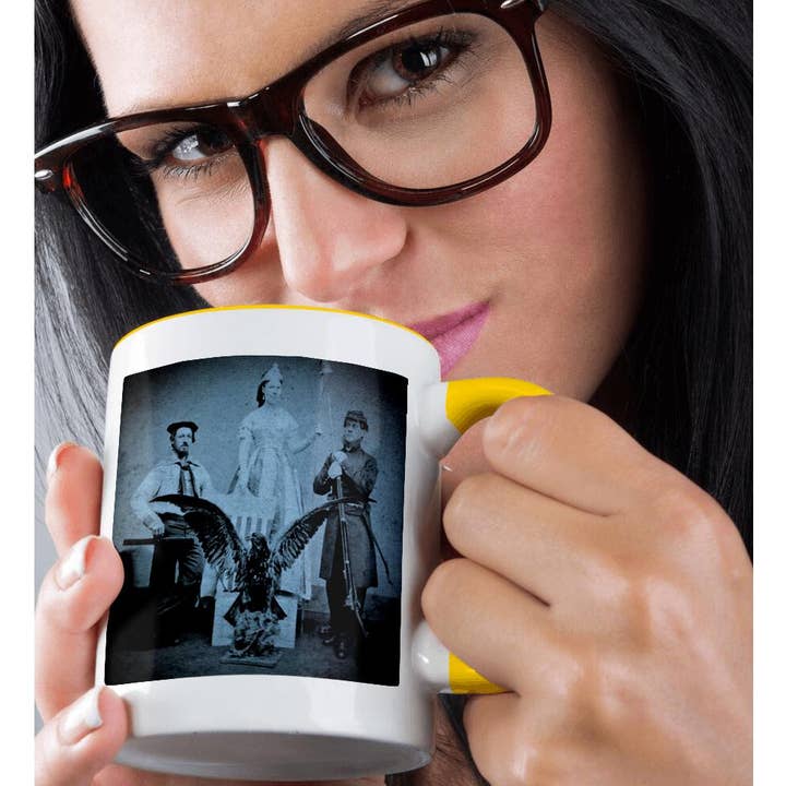 3dRose - Wholesale Coffee Mug - 3dRose, American Civil War Union Soldier and Sailor and Lady Liberty Cyan Tone, Mug1