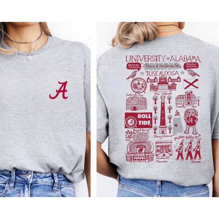 Pocketful of Prints - Wholesale Screen Printed T-Shirt - Women's - Alabama Collage Tee1