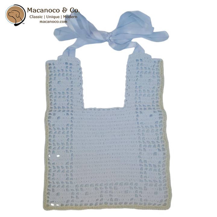 Couture Crochet Bib - White/Yellow Edge for wholesale by Macanoco and Co.